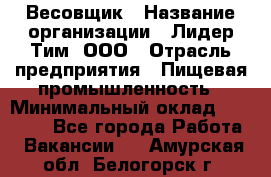 Весовщик › Название организации ­ Лидер Тим, ООО › Отрасль предприятия ­ Пищевая промышленность › Минимальный оклад ­ 21 000 - Все города Работа » Вакансии   . Амурская обл.,Белогорск г.